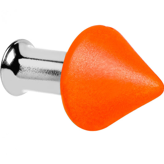 4 Gauge Orange Neon Cone Stainless Steel Plug