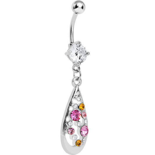 Multi-Color Gem Elegant Teardrop Dangle Belly Ring