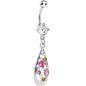 Multi-Color Gem Elegant Teardrop Dangle Belly Ring