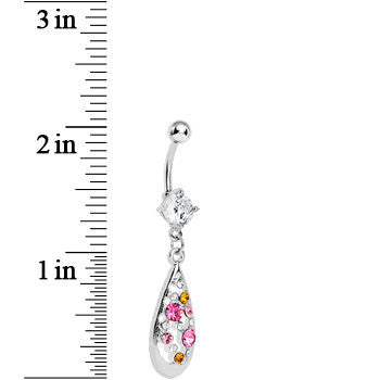 Multi-Color Gem Elegant Teardrop Dangle Belly Ring