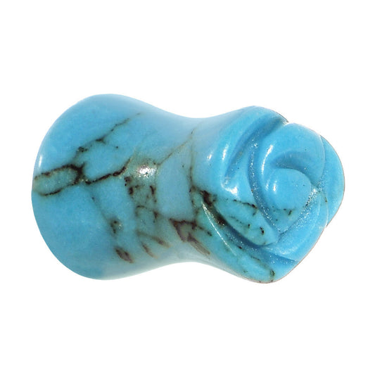 2 Gauge Natural Blue Turquoise Blooming Flower Stone Saddle Plug