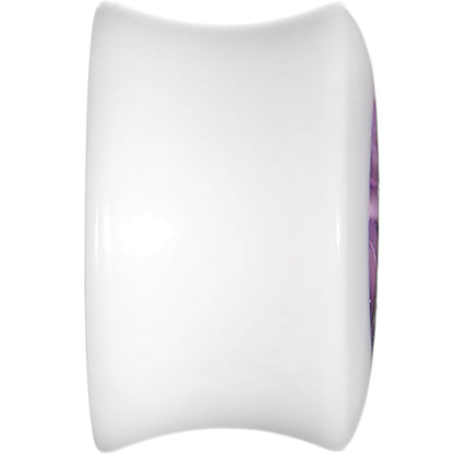 5/8 White Acrylic Purple Metallic Rose Flower Plug