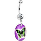 Purple Gem Black Butterfly Dangle Belly Ring