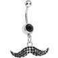 Black Gem Paved Mustache Belly Ring