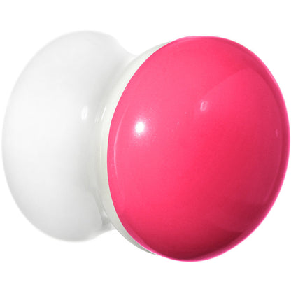 1/2 White Neon Pink Acrylic Saddle Plug