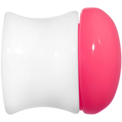 1/2 White Neon Pink Acrylic Saddle Plug