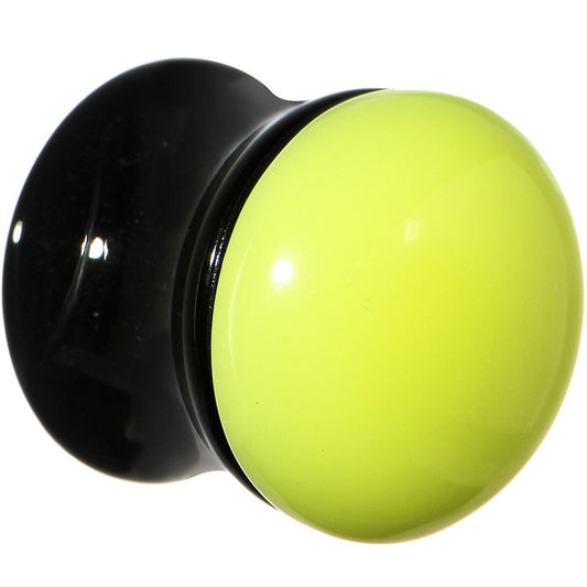 1/2 Black Neon Yellow Acrylic Saddle Plug