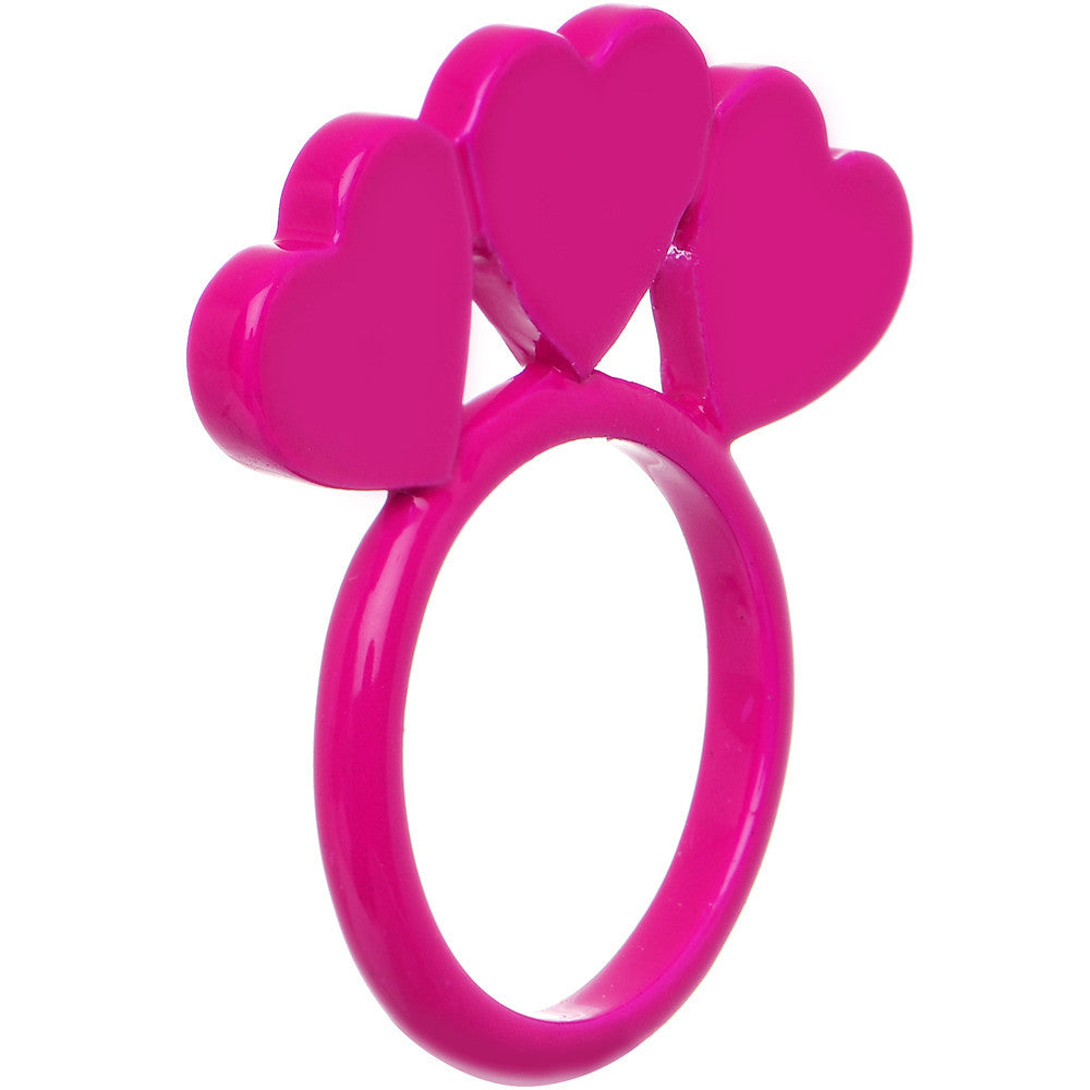 Size 6 Pink Neon Sweet Hearts Enamel Ring