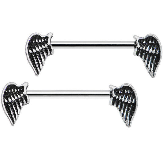 14 Gauge 5/8 Angles Wings Barbell Nipple Ring Set