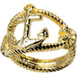 Gold Tone Nautical Anchor with Rope Ring - Size 7