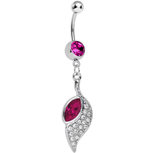 Fuchsia Gem Pleasant Wing Dangle Belly Ring