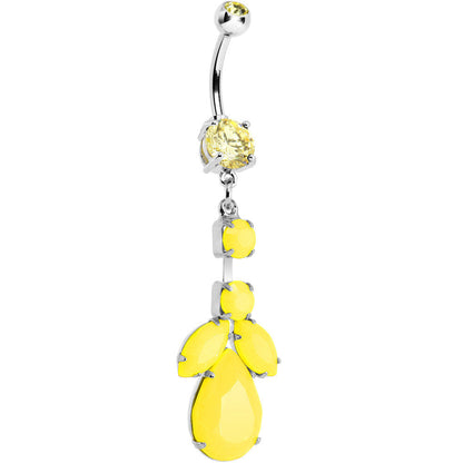 Yellow Gem Neon Leaf Vine Dangle Belly Ring