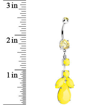 Yellow Gem Neon Leaf Vine Dangle Belly Ring