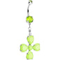 Light Green Gem Neon Four Leaf Clover Dangle Belly Ring