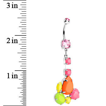 Pink Gem Neon Jumble Dangle Belly Ring