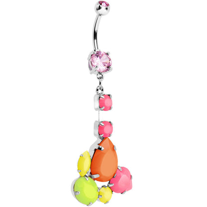 Pink Gem Neon Jumble Dangle Belly Ring