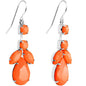 Faux Orange Stone Neon Leaf Vine Dangle Earrings