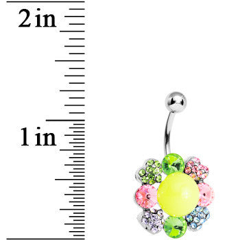 Multi Gem Neon Flower Belly Ring