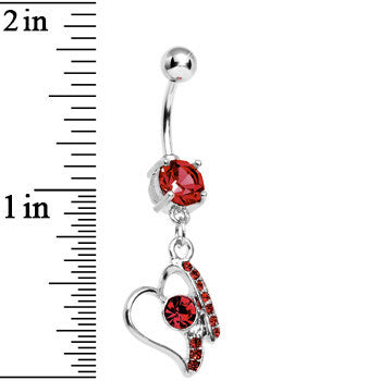 Red Gem Crystalline Mending Heart Dangle Belly Ring