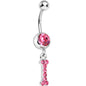 Pink Gem Letter I Initial Dangle Belly Ring