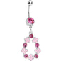 Pink Gem Hugs and Kisses Dangle Belly Ring