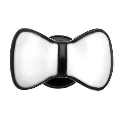 White on Black Enamel Bow Tie Cheater Plug