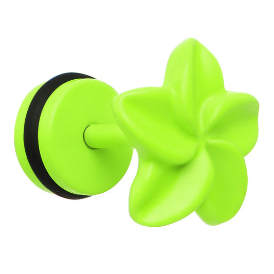 Green Neon Enamel Swirling Star Cheater Plug