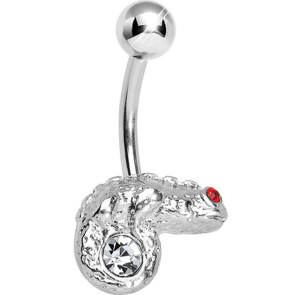 Clear Gem Lay Low Lizard Belly Ring