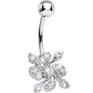 Crystalline Gem Twisted Flower Belly Ring