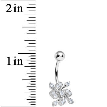 Crystalline Gem Twisted Flower Belly Ring