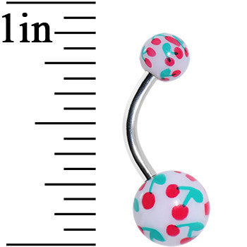 3/8 White and Blue Cherry Belly Ring