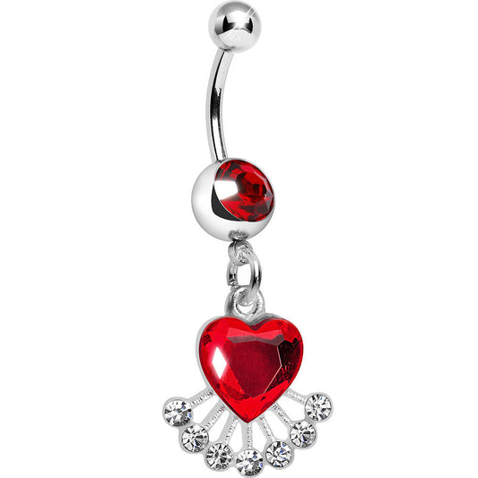 Red Gem Queen Ruby Heart Dangle Belly Ring