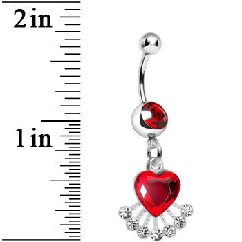 Red Gem Queen Ruby Heart Dangle Belly Ring