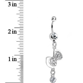 Clear Gem Tilted Tuxedo Bowtie Dangle Belly Ring