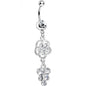 Clear Gem Splendid Flower Dew Drops Dangle Belly Ring