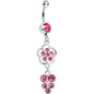 Pink Gem Splendid Flower Dew Drops Dangle Belly Ring