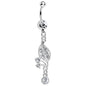 Clear Gem Sprouting Petals Flower Dangle Belly Ring