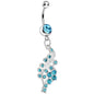 Aqua Gem Icy Winter Branch Dangle Belly Ring