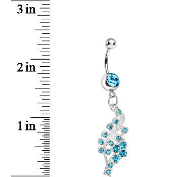 Aqua Gem Icy Winter Branch Dangle Belly Ring