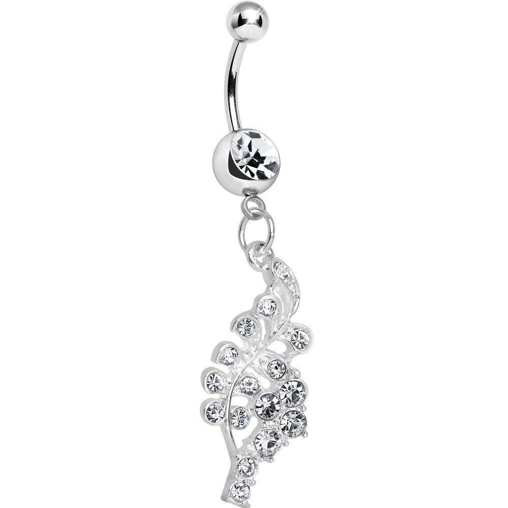 Clear Gem Icy Winter Branch Dangle Belly Ring