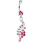 Pink Gem Icy Winter Branch Dangle Belly Ring