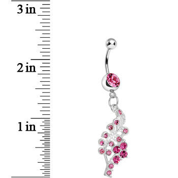 Pink Gem Icy Winter Branch Dangle Belly Ring