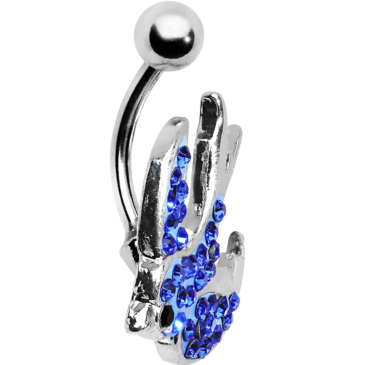 Blue Gem Soaring  Bird Belly Ring