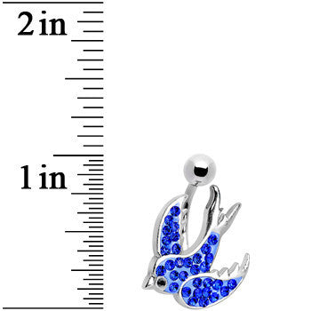 Blue Gem Soaring  Bird Belly Ring