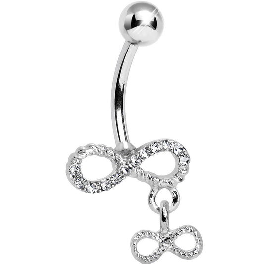 Clear Gem Double Infinity Dangle Belly Ring