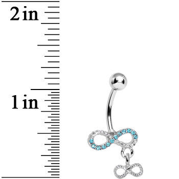 Aqua Gem Double Infinity Dangle Belly Ring