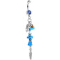 Blue Gem Turquoise Silver Feathers Native American Dangle Belly Ring