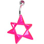 Pink Gem Neon Modern Star of David Belly Ring