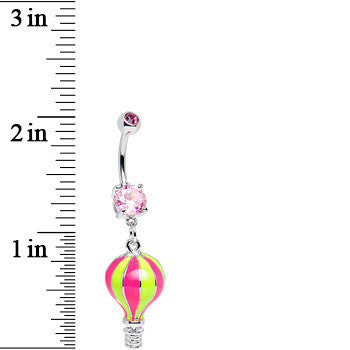 Pink Gem Yellow and Pink Neon Hot Air Balloon Dangle Belly Ring