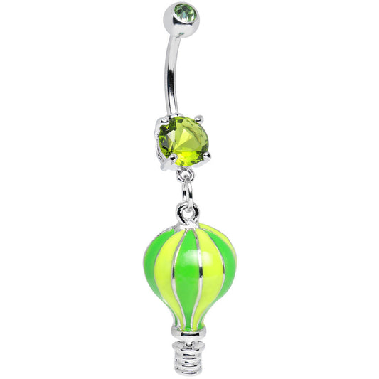 Green Gem Yellow and Green Neon Hot Air Balloon Dangle Belly Ring